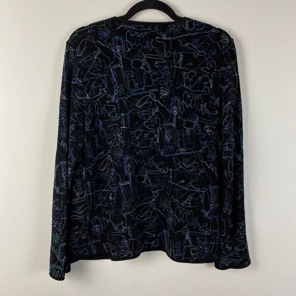 Chicos Travelers Cardigan Jacket Womens 0 US Small Embroidered Open Slinky Knit - Picture 5 of 8